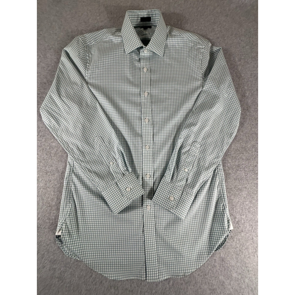 J.Crew‎ Ludlow Slim Gingham Shirt Green White Stretch Men’s